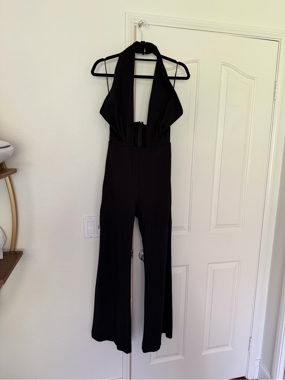 Amanda Uprichard Black Halter Wide-Leg Jumpsuit